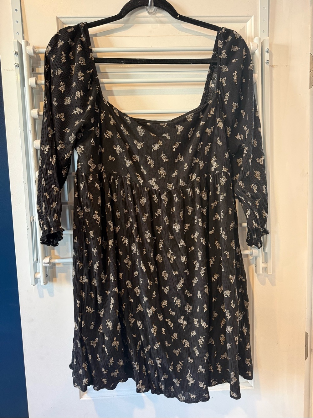 Altar'd State Black Floral Midi Smock Dress